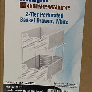 2-Tier Perforated Basket Drawer, White